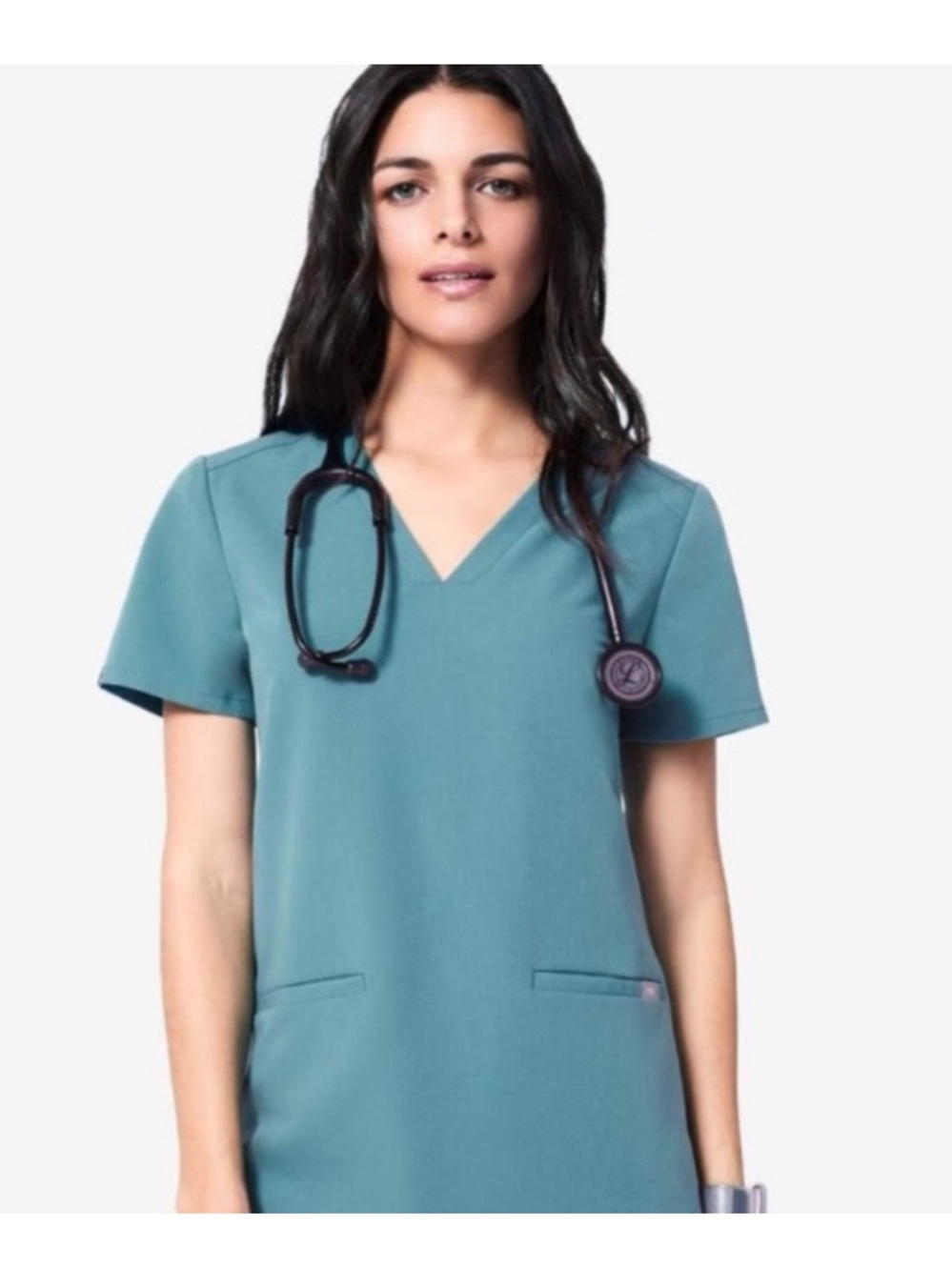 FIGS Casma Three-Pocket Scrub Top Hydrogreen
